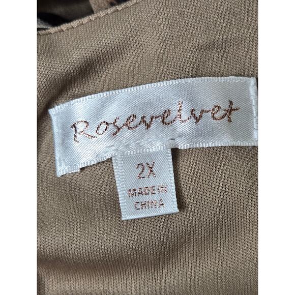 Rosevelvet EUC Leopard cut out lace sheer ruffle maxi dress 2X brown tan - Picture 4 of 17